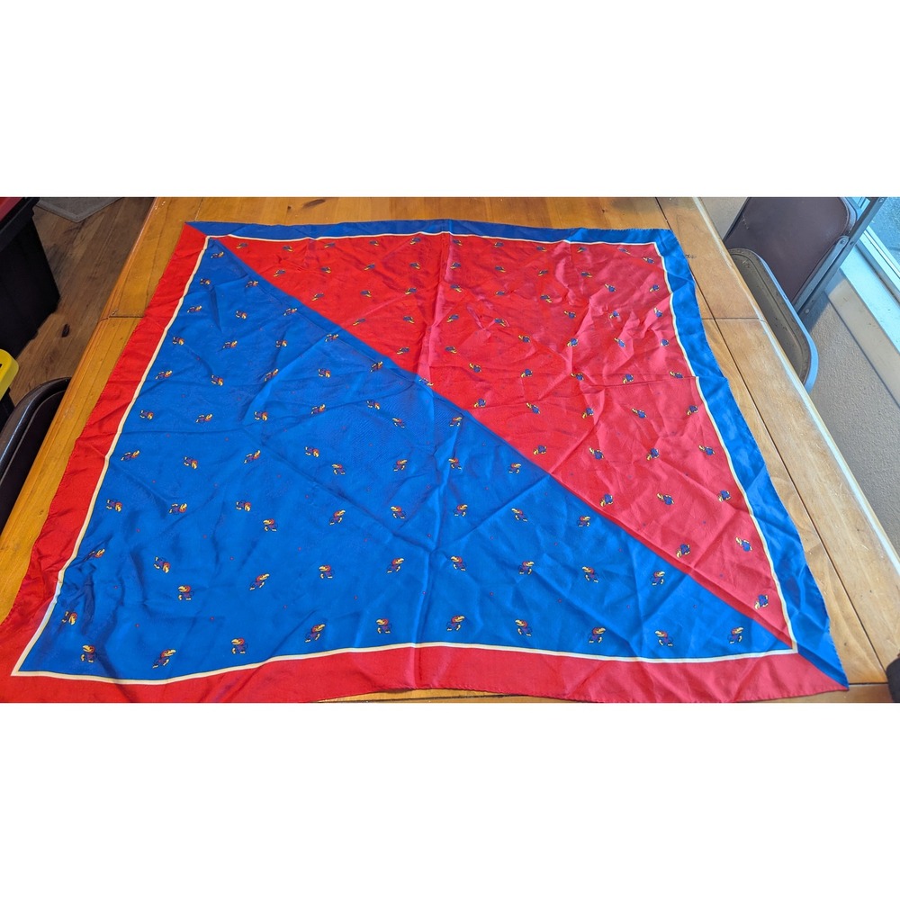 University of Kansas Jayhawks Scarf Vintage Red Blue Mascot Print Square‎ 32x32